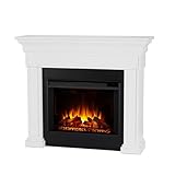 Real Flame Emerson 56' Grande Electric Fireplace with Mantel for Living Room or Bedroom, Replaceable Fireplace Insert Heater, Realistic Log and Flame Effect, Remote Control, Timer, White