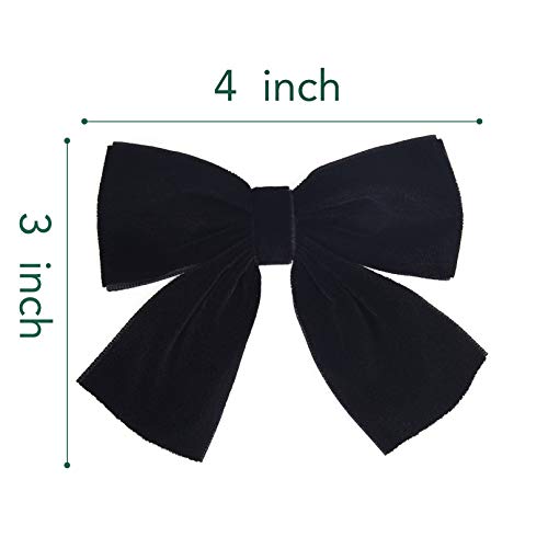 Deeka 2 Pcs 4" Hand-Made Velvet Hair Bows Alligator Clips Hair Accessories For Little Teen Toddler Girls Kids Set Of 2 -Black #TOP1