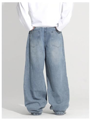 Men's Baggy Jeans Y2K Wide Leg Denim Jeans Vintage Loose Long Trousers with Pocket Streetwear2