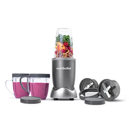 NutriBullet 600 Watts 9pc Accessories Multi-Function High Speed Blender Mixer System With Nutrient Extractor Smoothie Maker Grey NBR-1212M 1-year limited warranty
