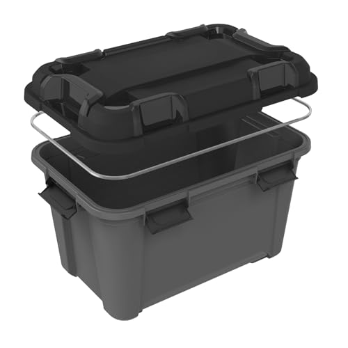 Kreher® Lagerbox Bunker Tough Aufbewahrungsbox mit Deckel und Silikondichtung (IP67/IPX7). Aus robustem Kunststoff in verschiedenen Größen. Ideal für feuchte Räume, Keller, Garage, Camping uvm. (55L)