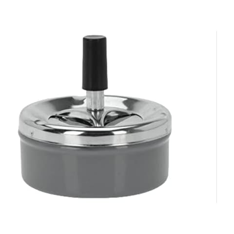 OrionMart Stainless Steel Tabletop Cigarette Revolving Ashtray | Windproof and Odor Free Cool Ashtray | For Home and Outdoors (Grey) Cover