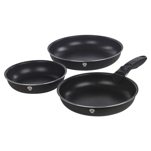Blaumann Aluminium Induction Space Saving Cookware Pots Frying Pan Set Detachable Handle with Kitchen Accessories 6 Tools (Black Matt, 9 Pc w/ 6 Tools), comp-14594-21430+14597+14596-21455 - Image 3