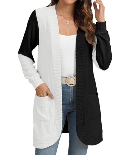 Image of YSYOKOW Cardigan Sweaters for Women Long Sleeve Open Front with Pockets | Long Cardigans for Women Lightweight Soft Casual Dressy Loose Fit Cardigan Sweater with Pockets for Work and Office