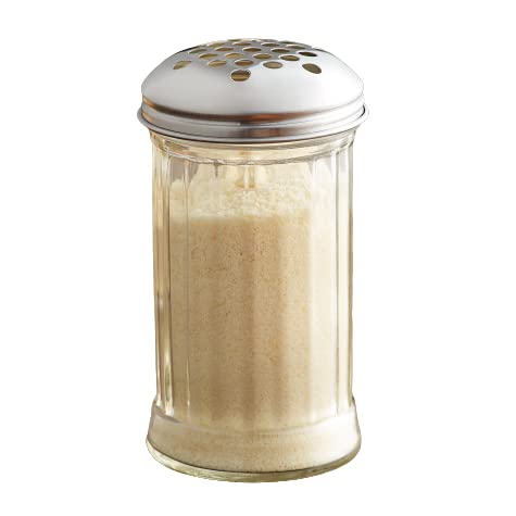 12 Oz. Cheese Shaker/Red Pepper Shaker With 1/4" Large Holes Stainless Steel Lid, Clear Glass Suger/Spice Dispenser Lids, By Geex Depot Us (Glass, 12 Oz) #TOP1