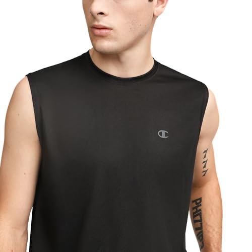 Champion mens Double Dry Muscle Tee T Shirt, Black, Small US - image 3