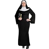 Adult Holy Sister Nun Costume Set - Plus Size ( 18-20) 1 Set - Elegant Black & White Outfit for Heavenly Halloween & Religious Party Dress-Up