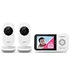 VTech VM819-2 Baby Monitor, 2.8” Screen, 2 Cameras, 1000ft Range, Night Vision, 2-Way Audio, Temperature Sensor, Lullabies, Secured Transmission No WiFi