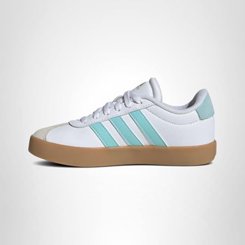 Adidas Unisex-Kids VL Court 3.0, White/Flash Aqua/Alumina, 12
