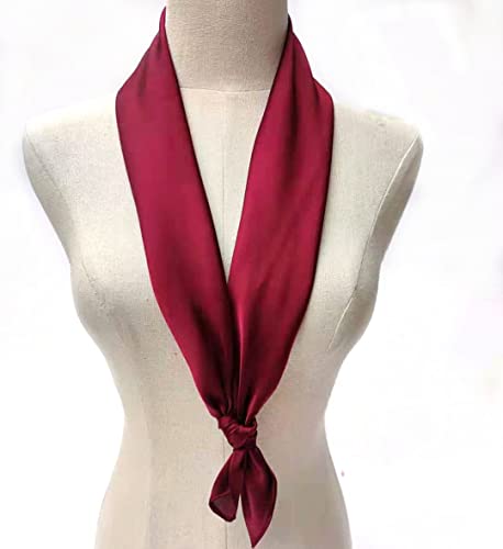 pure color square scarf head scarf neckerchief for Women 27 by 27 Inch (wine)4