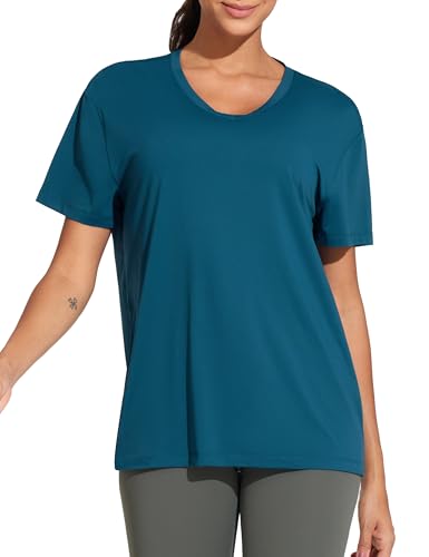 THE GYM PEOPLE Women's Short Sleeve Loose Fit T Shirts Basic Summer Casual V-Neck Breathable Workout Tee Tops4