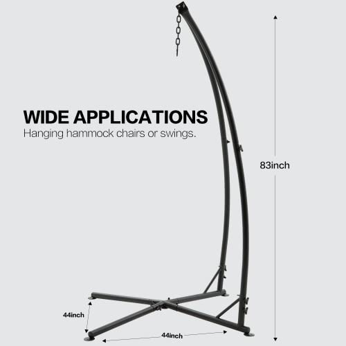 Pnaeut Hammock Chair Stand Only, C-Stand Solid Steel Heavy Duty Frame Stand, Hanging For Hammocks Chair, Swing, Indoor And Outdoor, Weight Capacity 280 Lbs (Black) #TOP6