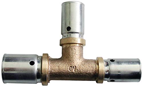 Oventrop Cofit P Press-T-Stück Mittelabgang und Durchgang reduziert 20 x 16 x 16 mm, Rotguss