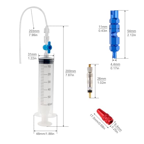 Image of Windance 1 Set 60ml Tubeless Sealant Syringe Kit for Motorcycles Scooters Bicycles with 1 Valve Core Removal Tool, 6pcs French Valve Cores, 6pcs Valve Caps, Tire Repair Tool Injector