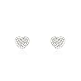 Certificado de Garantía Pendientes Bebe/Niña Oro Blanco Corazon con Circonitas