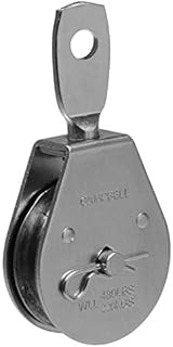Covert Campbell T7550302 Steel Heavy Duty Single Sheave Swivel Eye Pulley, Zinc Plated, 2" Sheave Diameter, 3/8" Rope, 480 lbs Load Capacity