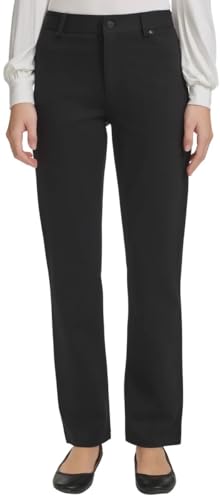 DKNY Women's High Waist Dress Pants - Straight Leg Ponte Pant - Office Work Business Casual Pants