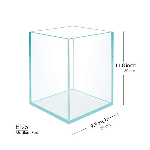 Hiro Aquatics Nano Tall Rimless Aquarium, Low Iron Glass Framless Tank, Betta Fish Tank, White Leveling Mat Included (5 Gallon- 25X25X30Cm) #TOP4