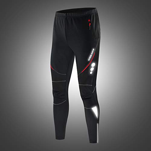 WOSAWE Calça de ciclismo masculina de lã térmica à prova de vento para corrida jogger de, Preto, P