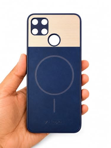 Image of Bintage Mac Safe Design Hard Slim Back Case | Soft Border Camera Protect | Dual PU Leather Finish Back Cover Compatible for Realme Narzo 30A - Royal Blue