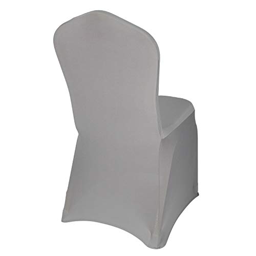 Welmatch Silver Spandex Chair Covers - 50 Pcs Wedding Banquet Events Party Universal Dining Decoration Stretch Elastic Chair Covers Good (Silver, 50) #TOP1