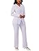 Women Button Down Blazer Pants Suit 2 Piece Outfits Casual Long Sleeve Blazer Set for Work Business Office White L