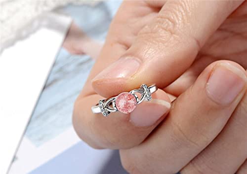 Bague quartz fraise naturel rose bague ajustable d'une élégance intemporelle - 4