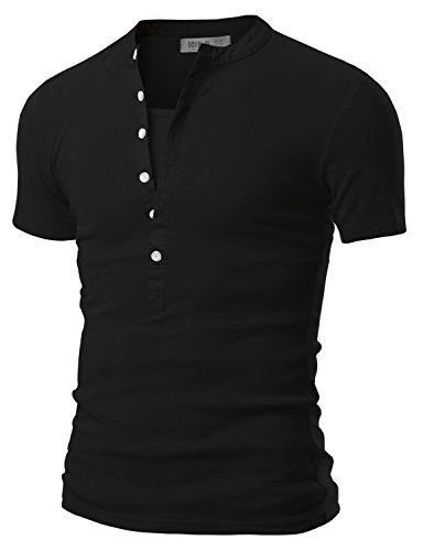 Doublju Mens Henley T-shirts with Short Sleeve