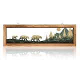 KOYILTD Woodland Bear Wall Decor Rustic Wood Frame Wildlife Wall Art Farmhouse Cabin Decoration Rustic Cabin Decor Bear Decorations for Home Bedroom Living Room Wall Hanging (C)