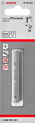 Bosch Professional 1X Punta Diamantata Expert For Ceramic (Per Piastrelle Dure, Pietra Dura, Pietra Morbida, Ø 10 Mm, Accessori Trapano)