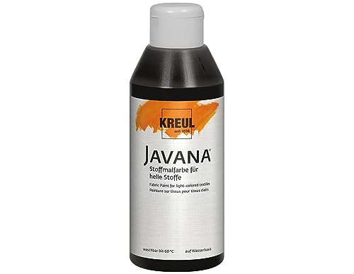 KREUL 91310 - Javana Stoffmalfarbe für helle Stoffe, 250 ml Glas in schwarz, geschmeidige Farbe auf Wasserbasis mit cremigem Charakter, dringt fasertief ein, waschecht nach Fixierung