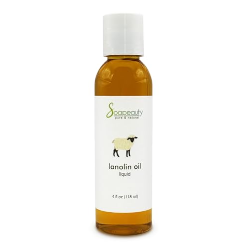 Soapeauty Lanolin Oil 100% Natural | Moisturizing Carrier Oil for Skin Lips & Hair | Cosmetic & Soap Making Ingredient | DIY Formulations | 4 fl oz