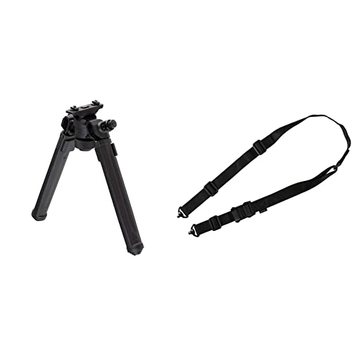 Magpul Rifle Bipod Gun Rest For Hunting And Shooting, M-Lok, Black & Ms1 Qdm Two Point Rifle Sling, Black #TOP14