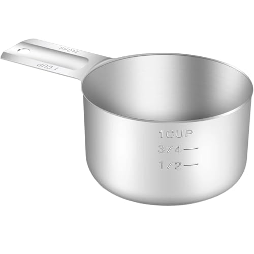 Measuring Cup, 1 Cup (240ml/8oz) Stainless Steel Food Scoop, Precise Kitchen Gadgets for Cooking Baking, Cocktail Espresso Rice Liquid Measurement, Dishwasher Safe