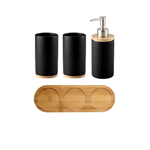 TAMSNDL Caja de jabón Conjunto de Accesorios de cerámica for baño, Inodoro y Cocina, decoración, dispensador de jabón y champú, Caja for cepillos de Dientes, Organizador de Vasos for Enjuague bucal