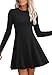 OFEEFAN Early Fall Fashion Dresses for Women 2025 Long Sleeve Dress Homecoming Dress Black Sweater Dresses L