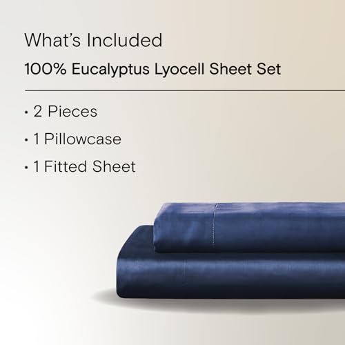 Sijo AiryWeight Tencel Sheet Set, 100% Lyocell Derived from Eucalyptus, Buttery Soft, Architectural Digest 2022 Best Cooling Sheets Winner - 2pc - 1 Pillowcase 1 Fitted (Sapphire, Twin XL)