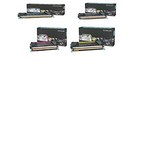 Lexmark C734 4-Pack Genuine Return Program Toner Cartridge Combo Set. C734A1KG Black, C734A1CG Cyan, C734A1MG Magenta, C734A1YG Yellow,