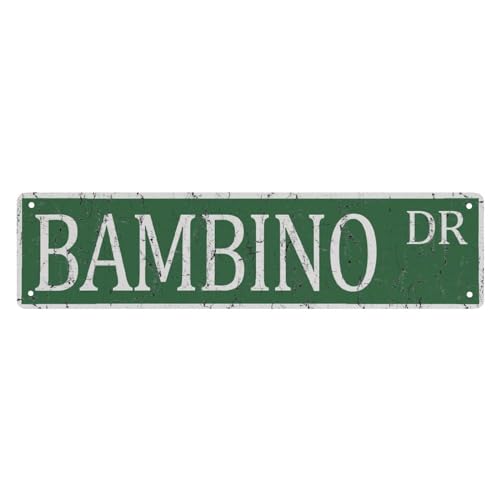 Street Sign Bambino Dr Vintage Signs Retro Tin Signs Aluminum Sign For Kitchen Home Garden Wall Bar Cafe Decor 4X16 Inches