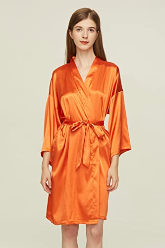 Owiter Orange Satin Robe For Women Short Bride And Bridesmaid Dressing Robe For Wedding Party (Orange Maid Of Honor, One Size) #TOP1