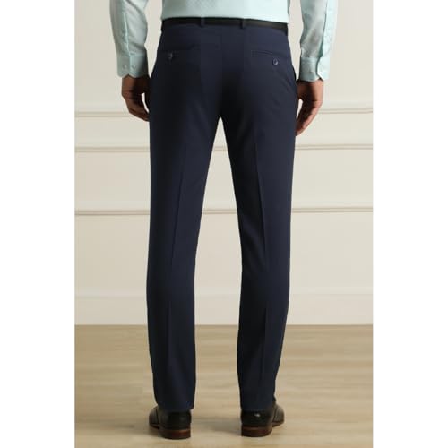 Image of Van Heusen Men's Mid Rise Slim Fit Durapress Flat Front Trousers | Superior Comfort | Auto-Flex Waist Band | Soft Touch