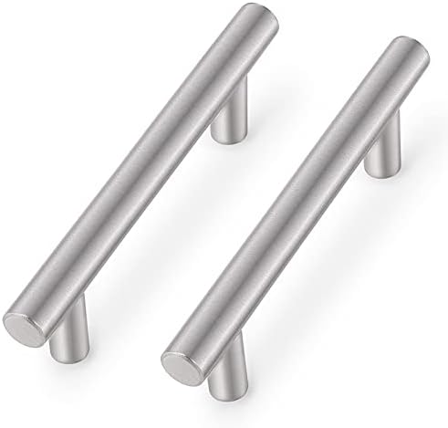 Probrico Brushed Nickel Stainless Steel Bathroom Cabinet T Bar Handle Furniture Drawer Pulls Cupboard Knobs (96mm Hole Centers - 150mm Long) 5 Pack