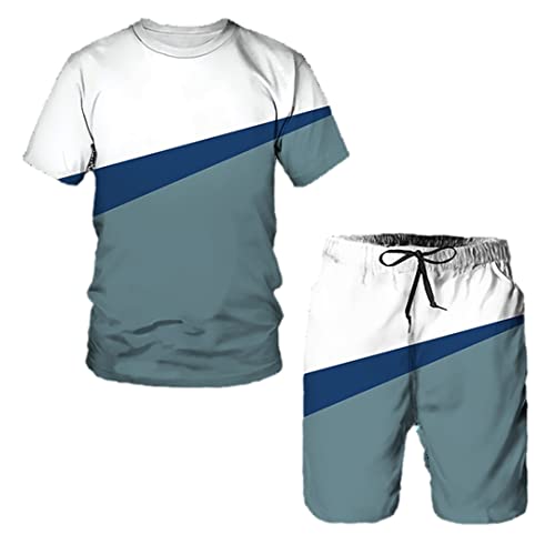 T-shirt deux pièces pour homme ensemble décontracté short manches courtes imprimé 3D taille M