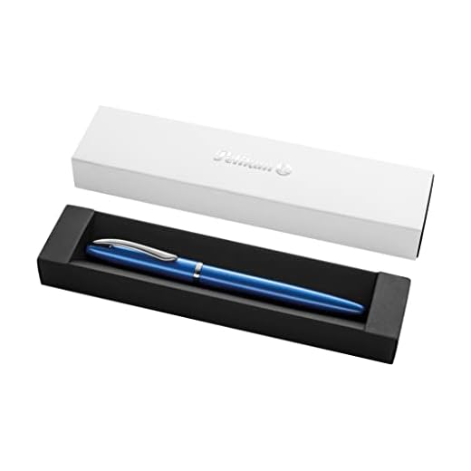 Pelikan Füller Jazz Noble, Saphire (Blau), für Rechtshänder und Linkshänder, eleganter Metall-Patronenfüller im Geschenketui, Feder M, 821841