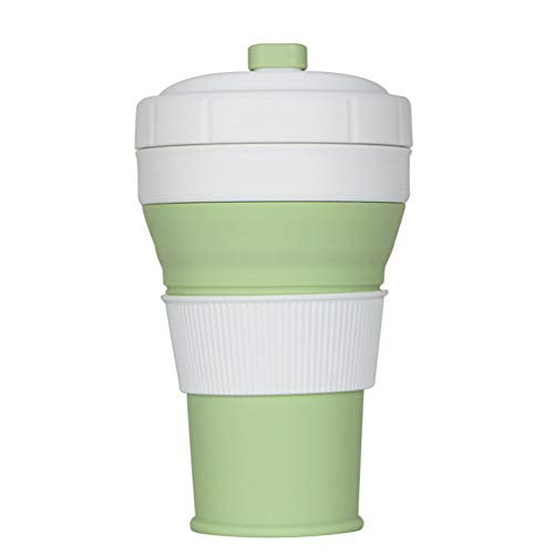 Plegable Botella De Agua Cristal Plegable Botella Agua Deporte Botella de Agua Reutilizable Botellas de Agua a Prueba de Fugas Green,450ml Cover