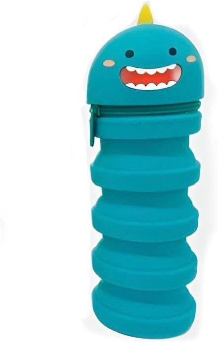 Estojo Retrátil Divertido com Personagens de Silicone - Ideal para Crianças, Organize Seus Materiais com Estilo e Alegria! (Monstrinho Azul)