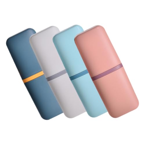 Ipetboom Estuche de Viaje para Cepillos de Dientes y Pasta Compacto, 4 Piezas, PP Resistente, Portátil y Ligero, para Viajes, Hotel y Uso Diario, Colores Oscuro,