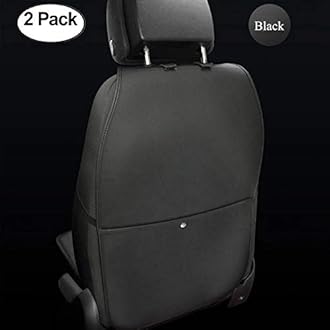 HONCENMAXKick Mat Car Seat Back Protector Waterproof Easy to Clean Multifunctional Organizer Storage Bag Travel Accessory PU Leather [2 Pack] Black