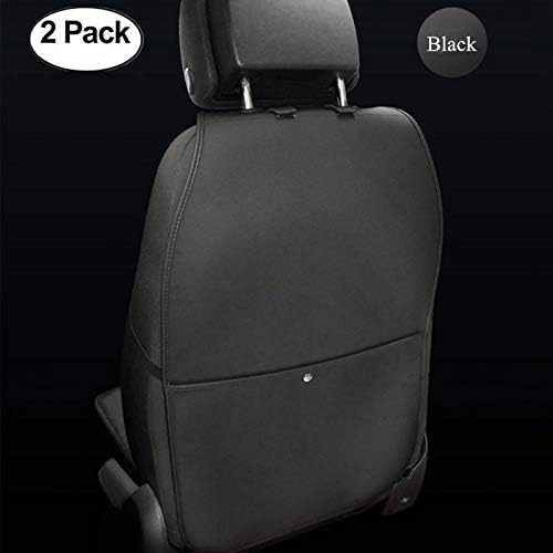 HONCENMAXKick Mat Car Seat Back Protector Waterproof Easy to Clean Multifunctional Organizer Storage Bag Travel Accessory PU Leather [2 Pack] Black