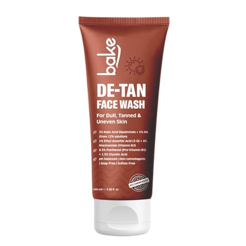 Image of BAKE De-Tan Face Wash with 2% Kojic Acid ,Niacinamide &Glycolic Acid | Brightening Face Wash for Tan Removal, Pigmentation & Dark Spots | Evens Skin Tone & Boosts Glow | Anti Pigmentation Daily Wash - 100ml
